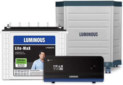LUMINOUS Zelio+ 1100 Inverter_LM 18075 Battery_Trolley Tubular Inverter Battery(150Ah)