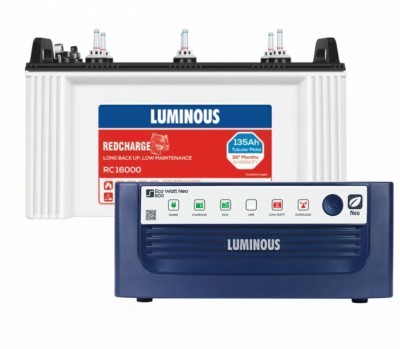 LUMINOUS Eco Watt Neo 800 VA with RC16000 Tubular Inverter Battery(135Ah+700VA)