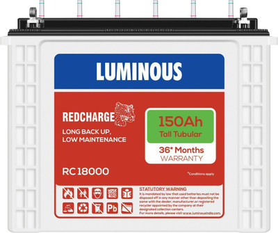 LUMINOUS RedCharge RC18000 150Ah Tall Tubular Battery Tubular Inverter Battery(150Ah)