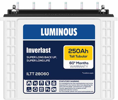 LUMINOUS 60 Months Warranty Tubular Inverter Battery(250 Ah, Inverlast ILTT 28060)
