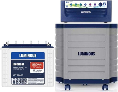 LUMINOUS 60 Months Warranty Tubular Inverter Battery(220 Ah, Eco Volt Neo 1050 Pure Sine Wave Inverter__ILTT26060 Battery__Trolley)