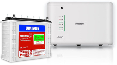 LUMINOUS iCon 1100 Pure Sine Wave Inverter with Red Charge RC 18000 150Ah Tall Tubular Inverter Battery(150Ah)