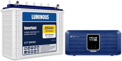 LUMINOUS 60 Months Warranty Tubular Inverter Battery(250 Ah, Zolt 1100 Pure Sine Wave Inverter_ILTT 28060)