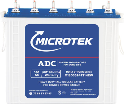 Microtek Advanced Duracore Technology 12V Inverter Battery 60 Months Warranty Tall Tubular Inverter Battery(180 Ah, M1803624TT)