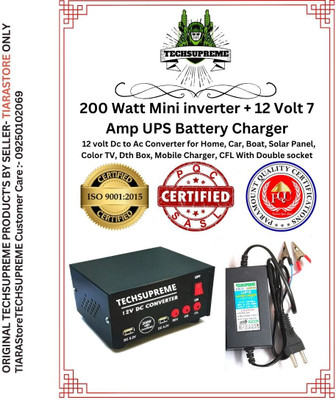 TechSupreme 200 W Mini Inverter & Clip 12 V, 7 Amp ,UPS Battery Charger Combo Square Wave Inverter