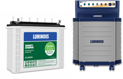 LUMINOUS 500 VA with 24 Months Warranty Pure Sine Wave Inverter(Powersine 1100 Pure Sine Wave Inverter,SC18060 150 Ah Battery with Trolley Combo)
