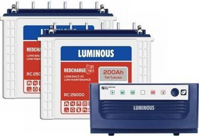LUMINOUS RedCharge RC25000 200Ah 02Nos With Eco Watt+1650 24Volt 01Nos Inverter RC25000 Square Wave Inverter