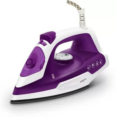 WIPRO Vesta 1380Watt Compact Steam Iron|Smart light sensor|Overheat protection 1380 W Steam Iron (Purple)