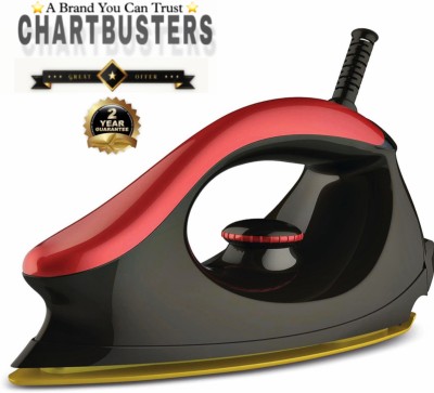 Chartbusters by CHARTBUSTERS MAJESTIC CROWN CURVE DESIGN CURVY LOOK 1000-Watt DRY IRON [2-YEAR WARRANTY] 1000 W Dry Iron(RED/BLACK)