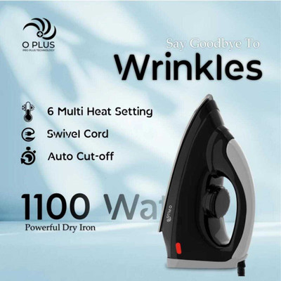 O PLUS by O PLUS Corel 001 Non-Stick & Light Weight 1 Year Warranty 1100 W Dry Iron(Black, Gray)