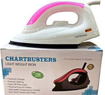 Chartbusters Non-stick Compact Superior Quality light weight - PD-024 750 W Dry Iron(Pink, White)