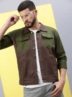 ANISHANFASHIONS Full Sleeve Colorblock Men Denim Jacket