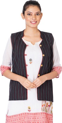 JALPAIBON Sleeveless Striped Women Jacket