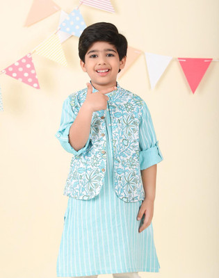 Fabindia Sleeveless Printed Boys Jacket