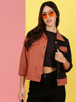 VOXATI Full Sleeve Colorblock Women Denim Jacket