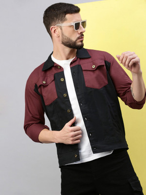 VOXATI Full Sleeve Colorblock Men Denim Jacket