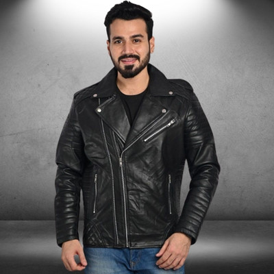 First leather Full Sleeve Solid Men Jacket