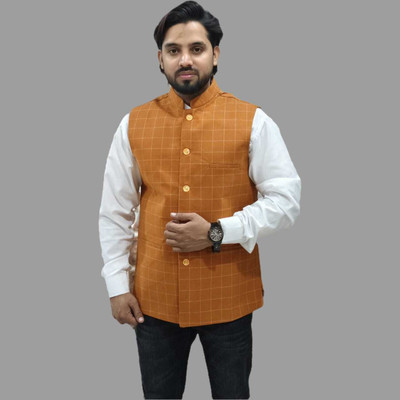 RA Collection Sleeveless Checkered Men Jacket