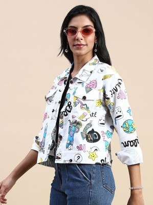 VOGATI 3/4th Sleeve Printed Women Denim Jacket