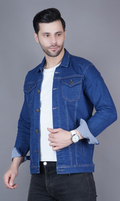 Linaria Full Sleeve Solid Men Denim Jacket