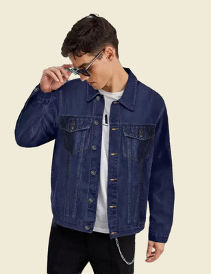 Flaring Full Sleeve Solid Men Denim Jacket