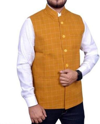 Fabrixa Sleeveless Checkered Men Jacket