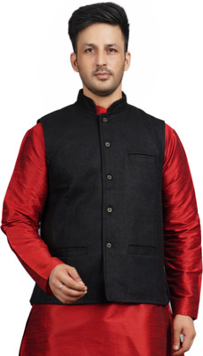 BLACK COOL Sleeveless Self Design Men Jacket