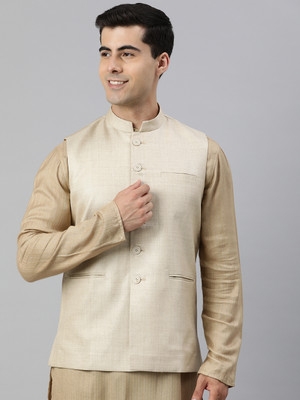 Manthan Sleeveless Self Design Men Jacket