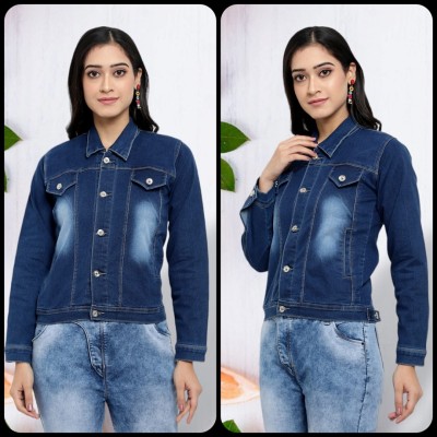 PERFECT FASHION Full Sleeve Washed Women Denim Jacket