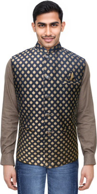 R FASHION Sleeveless Self Design Men Jacket