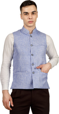 nomKLER Sleeveless Self Design Men Jacket