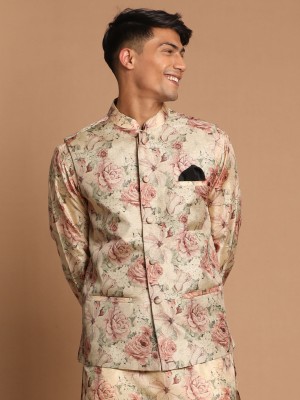 VASTRAMAY Sleeveless Floral Print Men Jacket