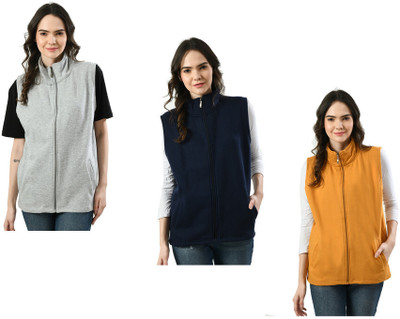 IndiWeaves Sleeveless Solid Women Jacket