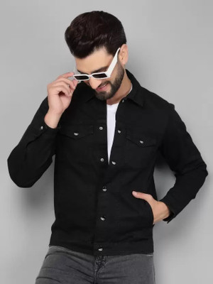 Flaring Full Sleeve Solid Men Denim Jacket