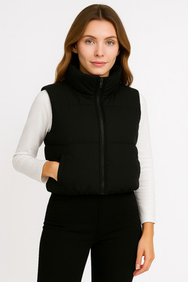 BRIGHTFLY Sleeveless Solid Women Jacket