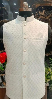 BizzEie Sleeveless Self Design Men Jacket