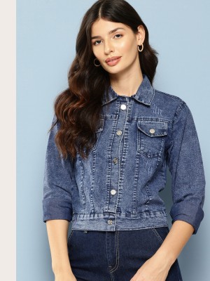 MUHURATAM Full Sleeve Self Design Women Denim Jacket