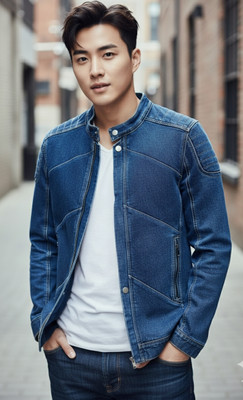 AZMIFASION Full Sleeve Solid Men Denim Jacket