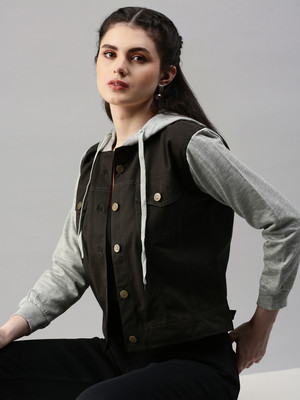 VOXATI Full Sleeve Colorblock Women Denim Jacket