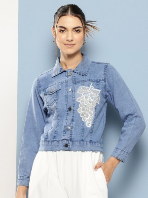 Sangria Full Sleeve Self Design Women Denim Jacket