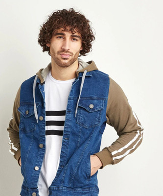 CAMPUS SUTRA Full Sleeve Colorblock Men Denim Jacket