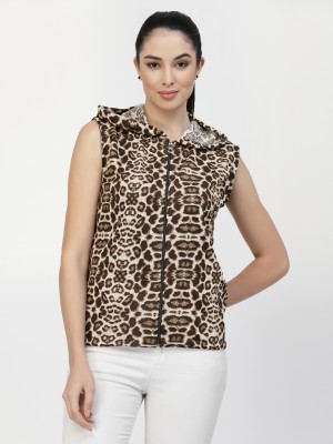 UZARUS Sleeveless Animal Print Women Jacket