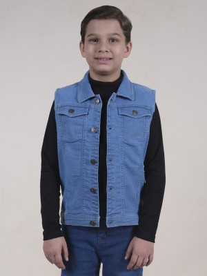 KiddoPanti Sleeveless Solid Baby Boys Denim Jacket