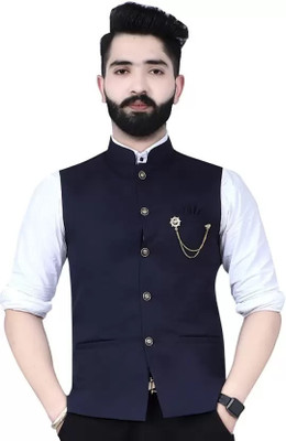Vriaane Sleeveless Solid Men Jacket