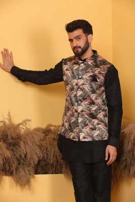 ARMAAN ETHNIC Sleeveless Printed Men Jacket