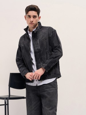 THE BEAR HOUSE Full Sleeve Solid Men Denim Jacket