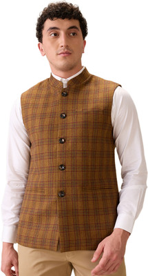 COLORPLUS Sleeveless Checkered Men Jacket