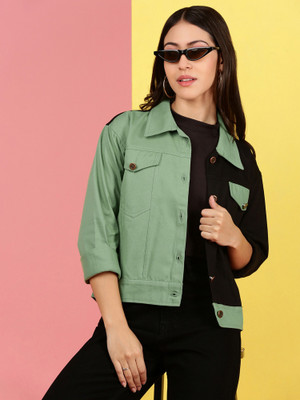 VOXATI Full Sleeve Colorblock Women Denim Jacket