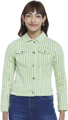 Honey By Pantaloons Full Sleeve Striped Women Denim Jacket