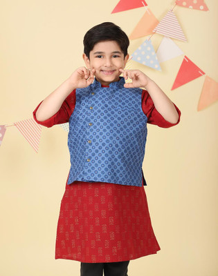 Fabindia Sleeveless Printed Boys Jacket